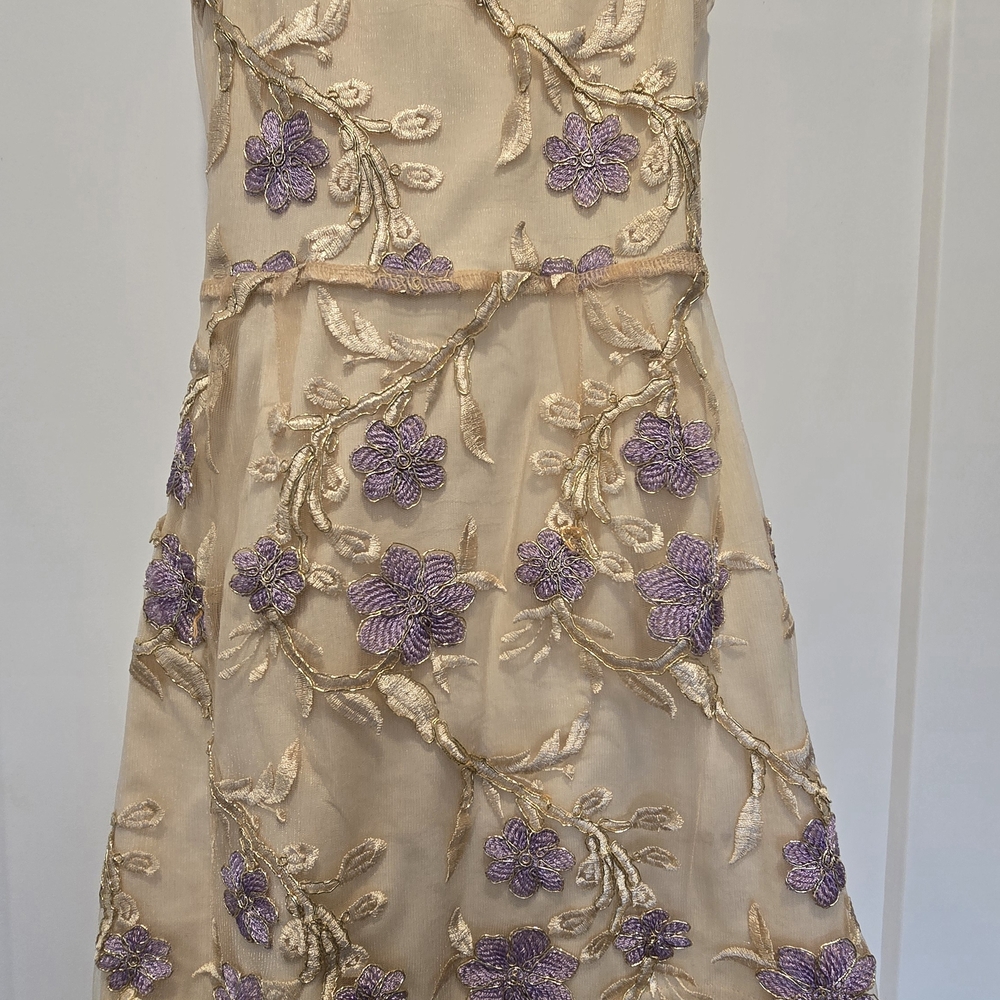 Lucy in the Sky Beige and Lavender Floral Dress
